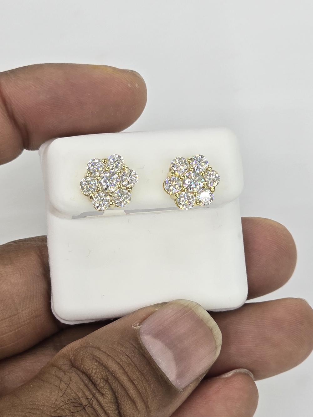 925 Sterling Silver Moissanite Diamond Flower Stud Earring 2.5 Ct